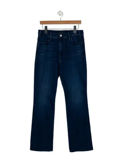 Pre-owned Mother High-rise Straight Leg Jeans In Blue