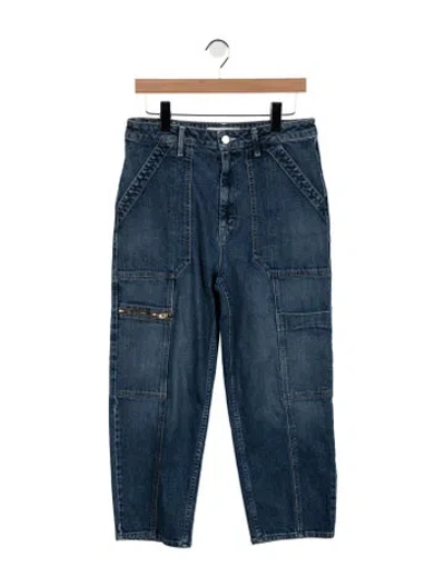 Pre-owned Mother High-rise Straight Leg Jeans In Blue