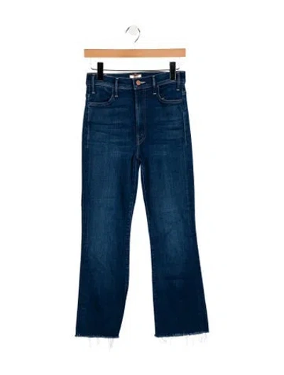 Pre-owned Mother High-rise Straight Leg Jeans In Blue