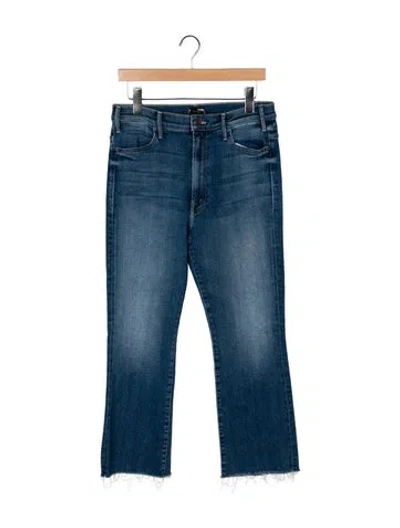 Pre-owned Mother High-rise Straight Leg Jeans In Blue