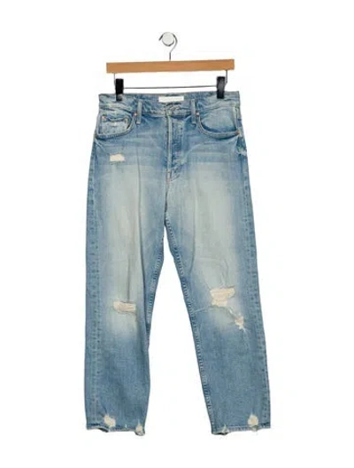 Pre-owned Mother High-rise Straight Leg Jeans In Blue