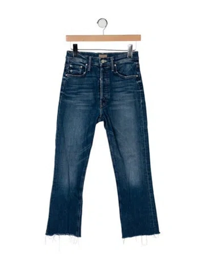 Pre-owned Mother High-rise Straight Leg Jeans In Blue