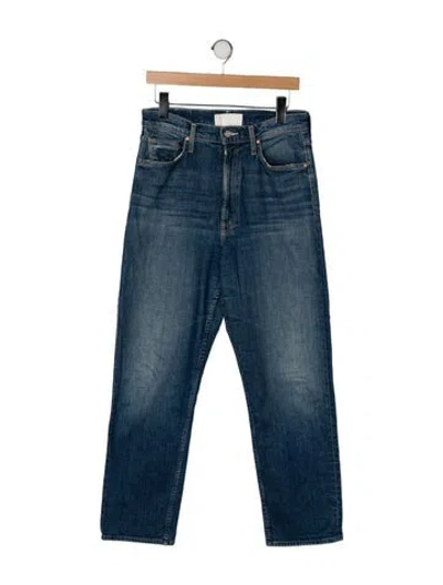 Pre-owned Mother High-rise Straight Leg Jeans In Blue