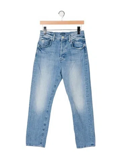 Pre-owned Mother High-rise Straight Leg Jeans In Blue