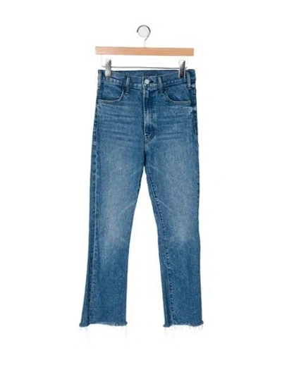 Pre-owned Mother High-rise Straight Leg Jeans In Blue