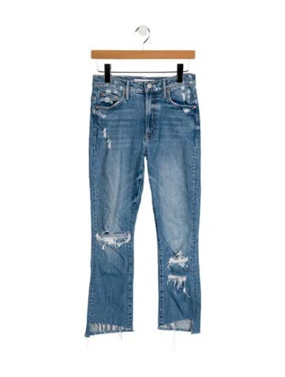 Pre-owned Mother High-rise Straight Leg Jeans In Blue