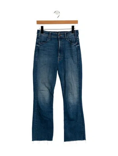 Pre-owned Mother High-rise Straight Leg Jeans In Blue