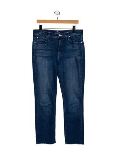 Pre-owned Mother High-rise Straight Leg Jeans In Blue