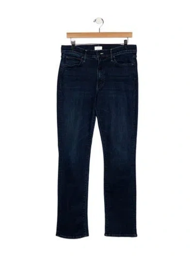 Pre-owned Mother High-rise Straight Leg Jeans In Blue