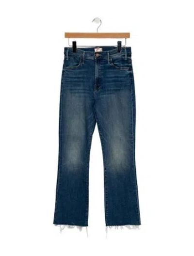Pre-owned Mother High-rise Straight Leg Jeans In Blue