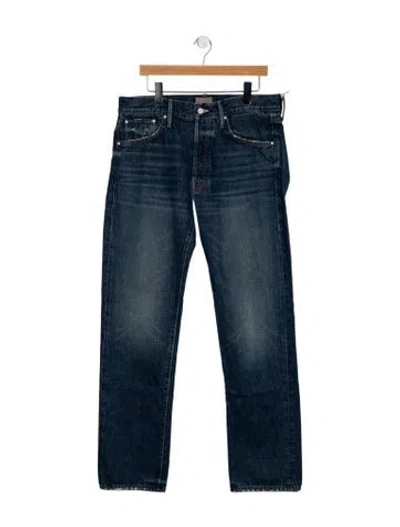 Pre-owned Mother High-rise Straight Leg Jeans In Blue