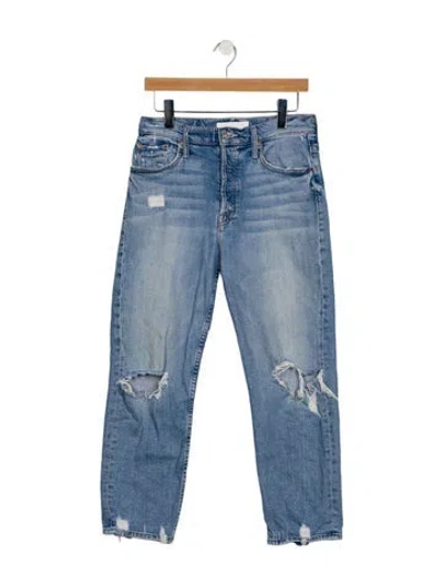 Pre-owned Mother High-rise Straight Leg Jeans In Blue