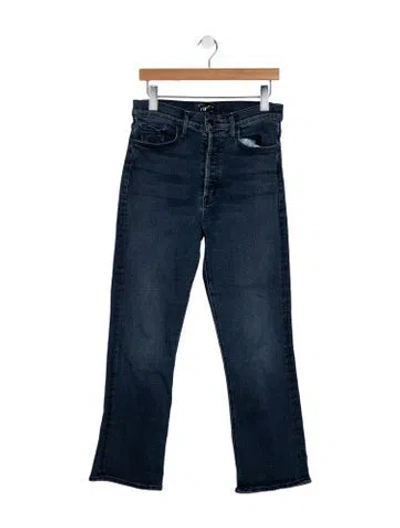 Pre-owned Mother High-rise Straight Leg Jeans In Blue