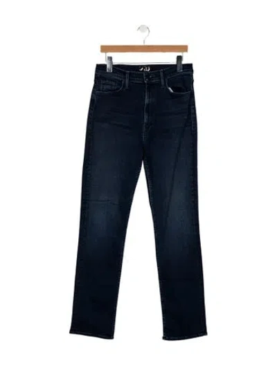 Pre-owned Mother High-rise Straight Leg Jeans In Blue