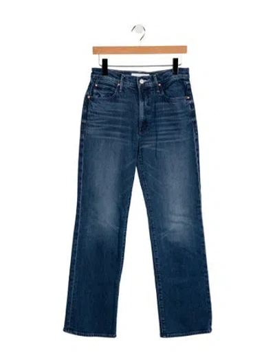 Pre-owned Mother High-rise Straight Leg Jeans In Blue