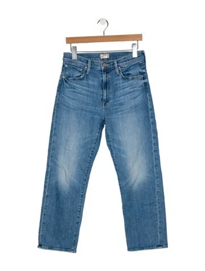 Pre-owned Mother High-rise Straight Leg Jeans In Blue
