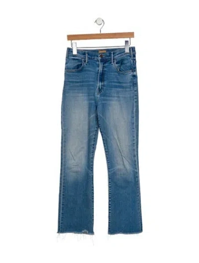 Pre-owned Mother High-rise Straight Leg Jeans In Blue