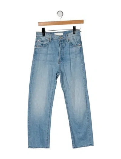 Pre-owned Mother High-rise Straight Leg Jeans In Blue