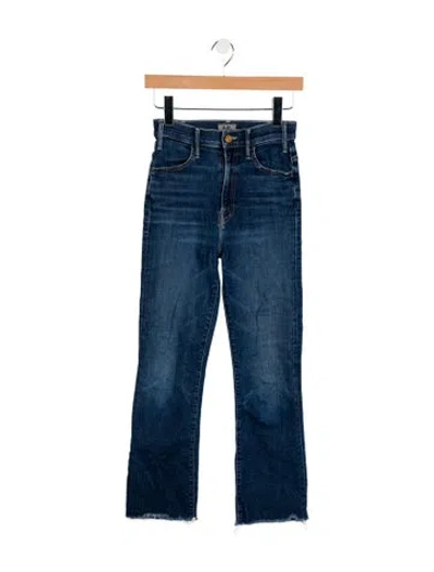 Pre-owned Mother High-rise Straight Leg Jeans In Blue