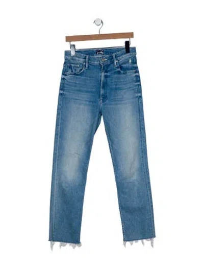 Pre-owned Mother High-rise Straight Leg Jeans In Blue