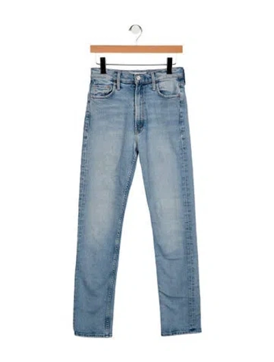 Pre-owned Mother High-rise Straight Leg Jeans In Blue