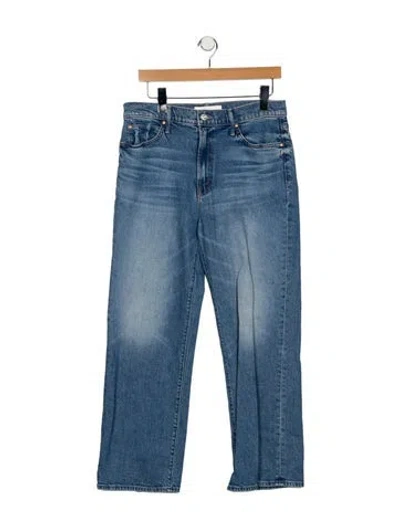 Pre-owned Mother High-rise Straight Leg Jeans In Blue
