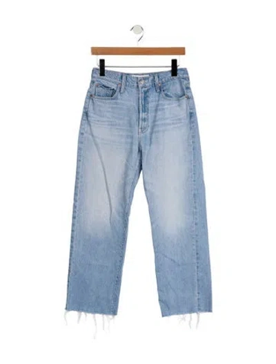 Pre-owned Mother High-rise Straight Leg Jeans In Blue