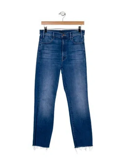 Pre-owned Mother High-rise Straight Leg Jeans In Blue