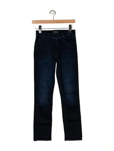 Pre-owned Mother High-rise Straight Leg Jeans In Blue