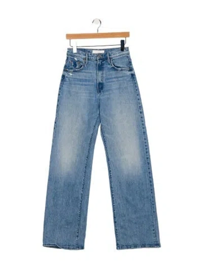 Pre-owned Mother High-rise Straight Leg Jeans In Blue
