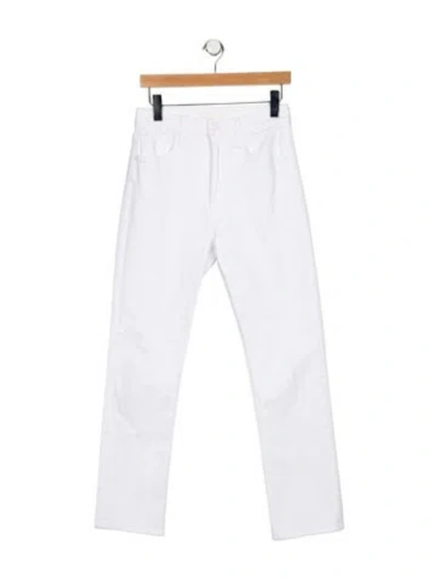 Pre-owned Mother High-rise Straight Leg Jeans In Blue