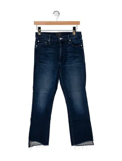 Pre-owned Mother High-rise Straight Leg Jeans In Blue
