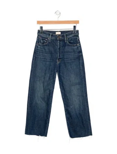 Pre-owned Mother High-rise Straight Leg Jeans In Blue