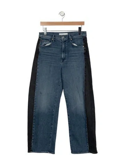 Pre-owned Mother High-rise Straight Leg Jeans In Blue