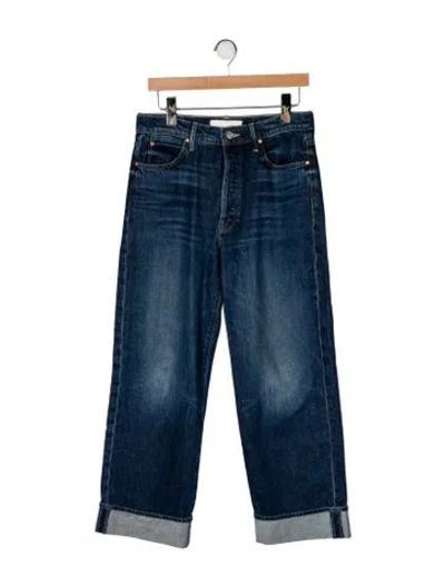 Pre-owned Mother High-rise Straight Leg Jeans In Blue