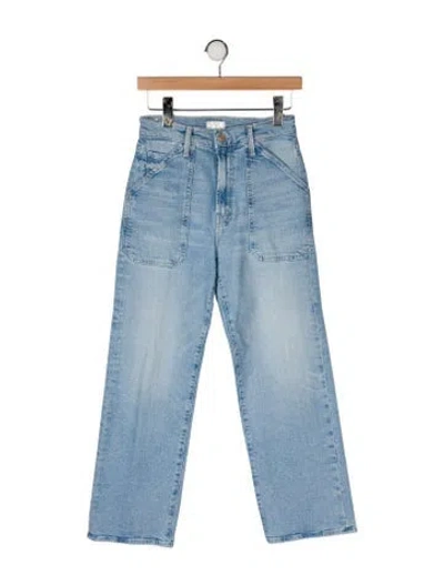 Pre-owned Mother High-rise Straight Leg Jeans In Blue