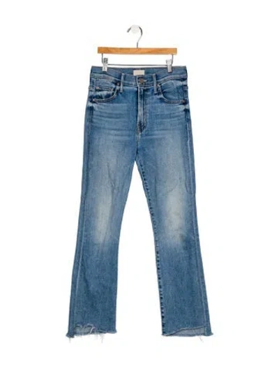 Pre-owned Mother High-rise Straight Leg Jeans In Blue