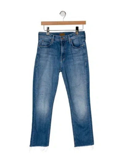 Pre-owned Mother High-rise Straight Leg Jeans In Blue