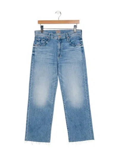 Pre-owned Mother High-rise Straight Leg Jeans In Blue
