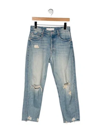 Pre-owned Mother High-rise Straight Leg Jeans In Blue