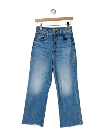 Pre-owned Mother High-rise Straight Leg Jeans In Blue