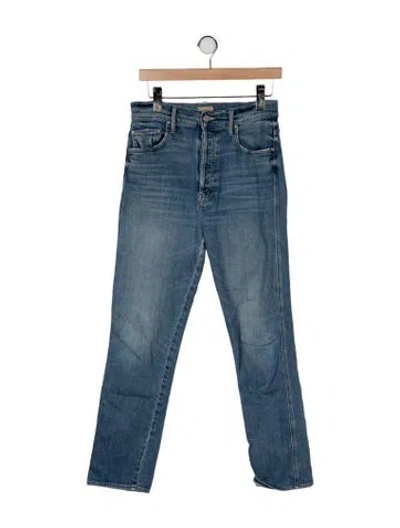Pre-owned Mother High-rise Straight Leg Jeans In Blue
