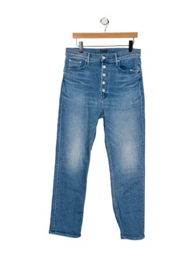 Pre-owned Mother High-rise Straight Leg Jeans In Blue