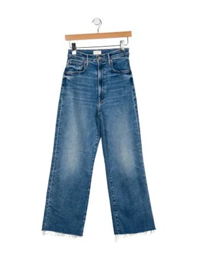 Pre-owned Mother High-rise Straight Leg Jeans In Blue
