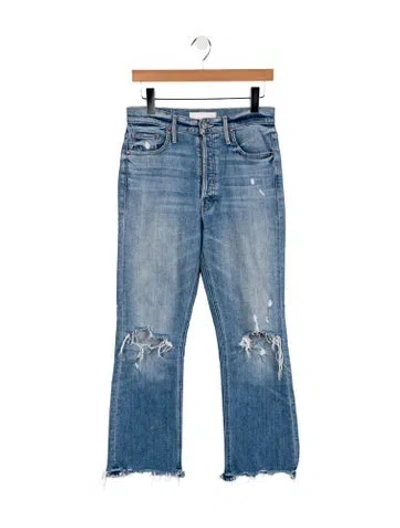 Pre-owned Mother High-rise Straight Leg Jeans In Blue