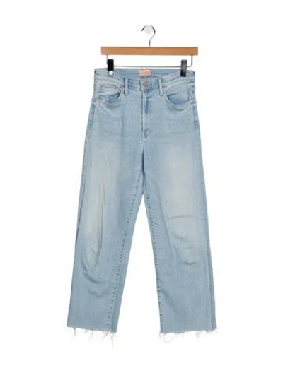 Pre-owned Mother High-rise Straight Leg Jeans In Blue