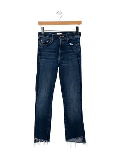 Pre-owned Mother High-rise Straight Leg Jeans In Blue