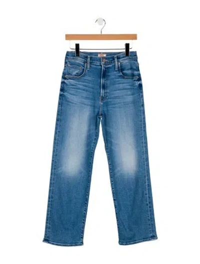 Pre-owned Mother High-rise Straight Leg Jeans In Blue