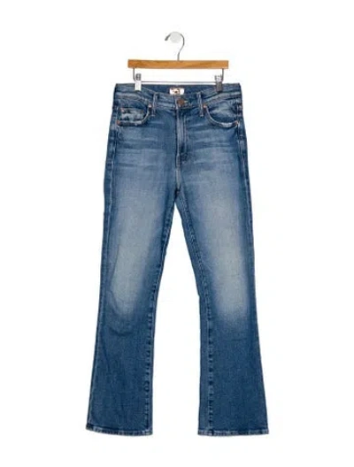 Pre-owned Mother High-rise Straight Leg Jeans In Blue