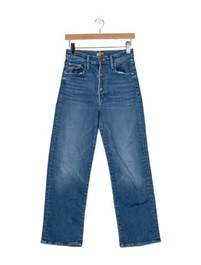 Pre-owned Mother High-rise Straight Leg Jeans In Blue